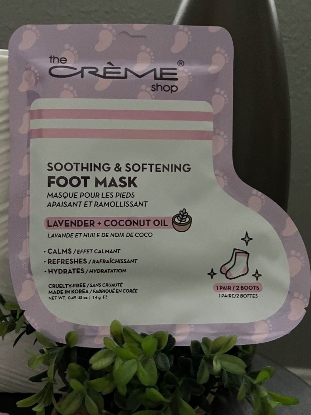 The Crème Shop Soothing & Softening Foot Mask - Lavender + Coconut Oil - Picture 2 of 3